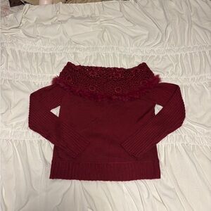 Dark red crochet sweater
